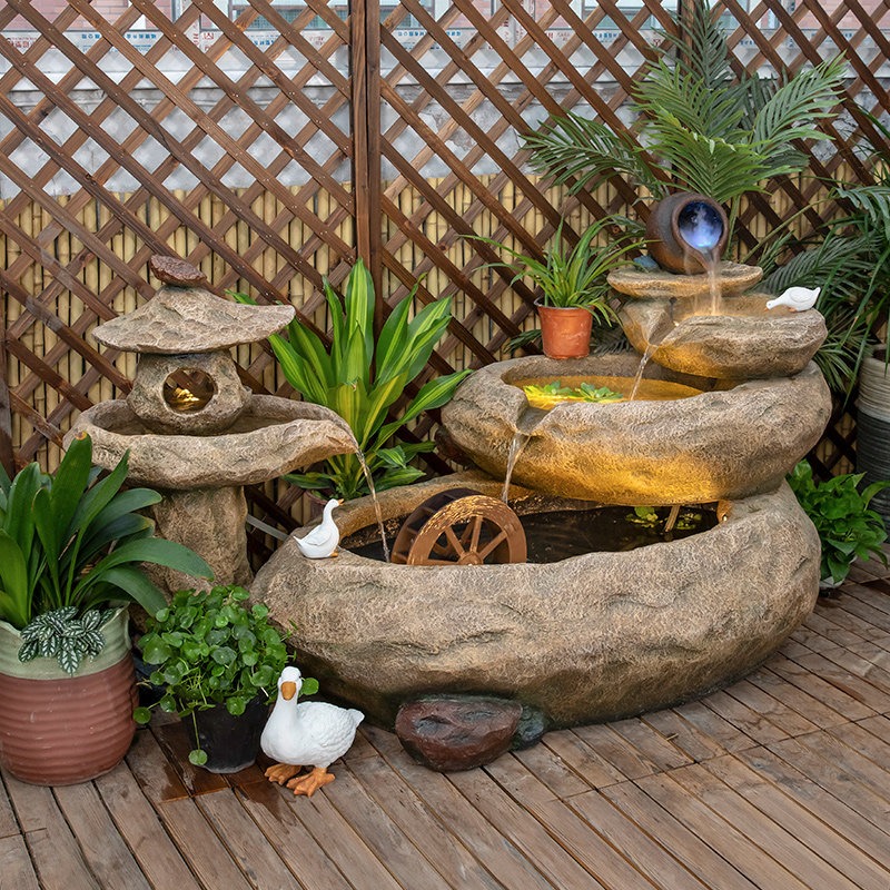 Aquarium Fish Pond - Fontana d'Acqua per Balcone Esterno, Laghetto