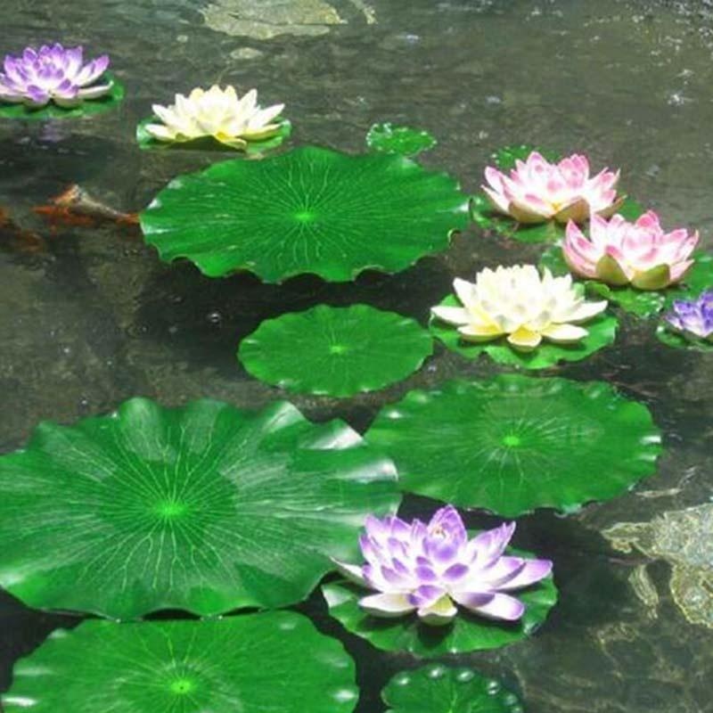 Aquarium Fish Pond - Foglie di Loto Artificiali Senza Fiori