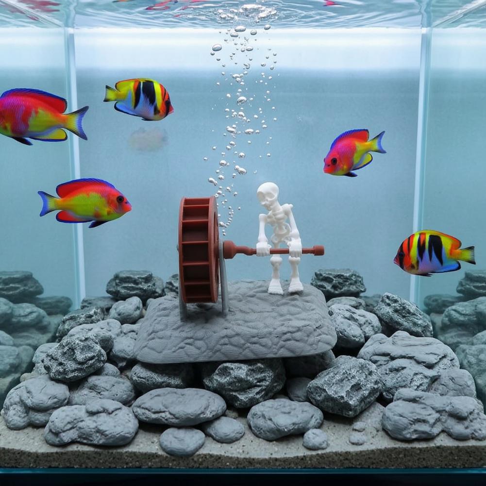 Aquarium Fish Unique - Decorazione Scheletro per Acquario, Ruota d'Acqua